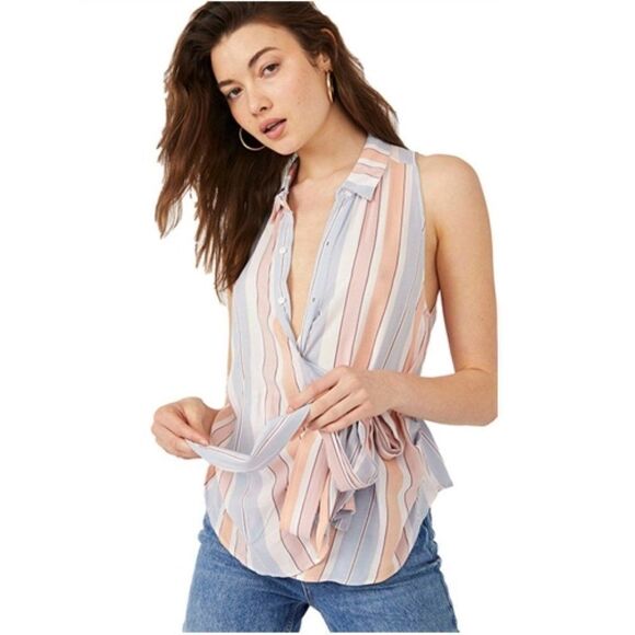 Free People Tops - Free People Mackenzie Wrap Top in Ivory Combo